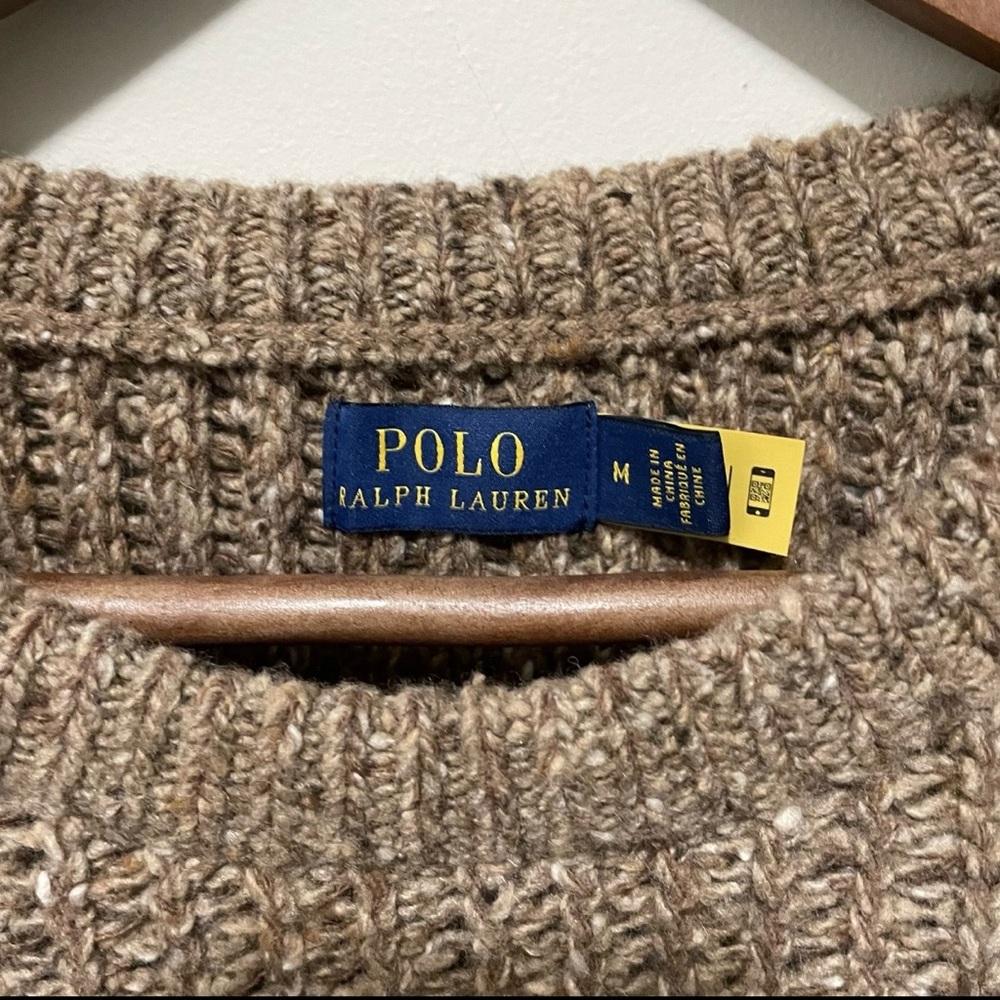 Polo Ralph Lauren Women’s Medium Brown Chunky Knit Wool-Blend Sweater - Picture 3 of 6